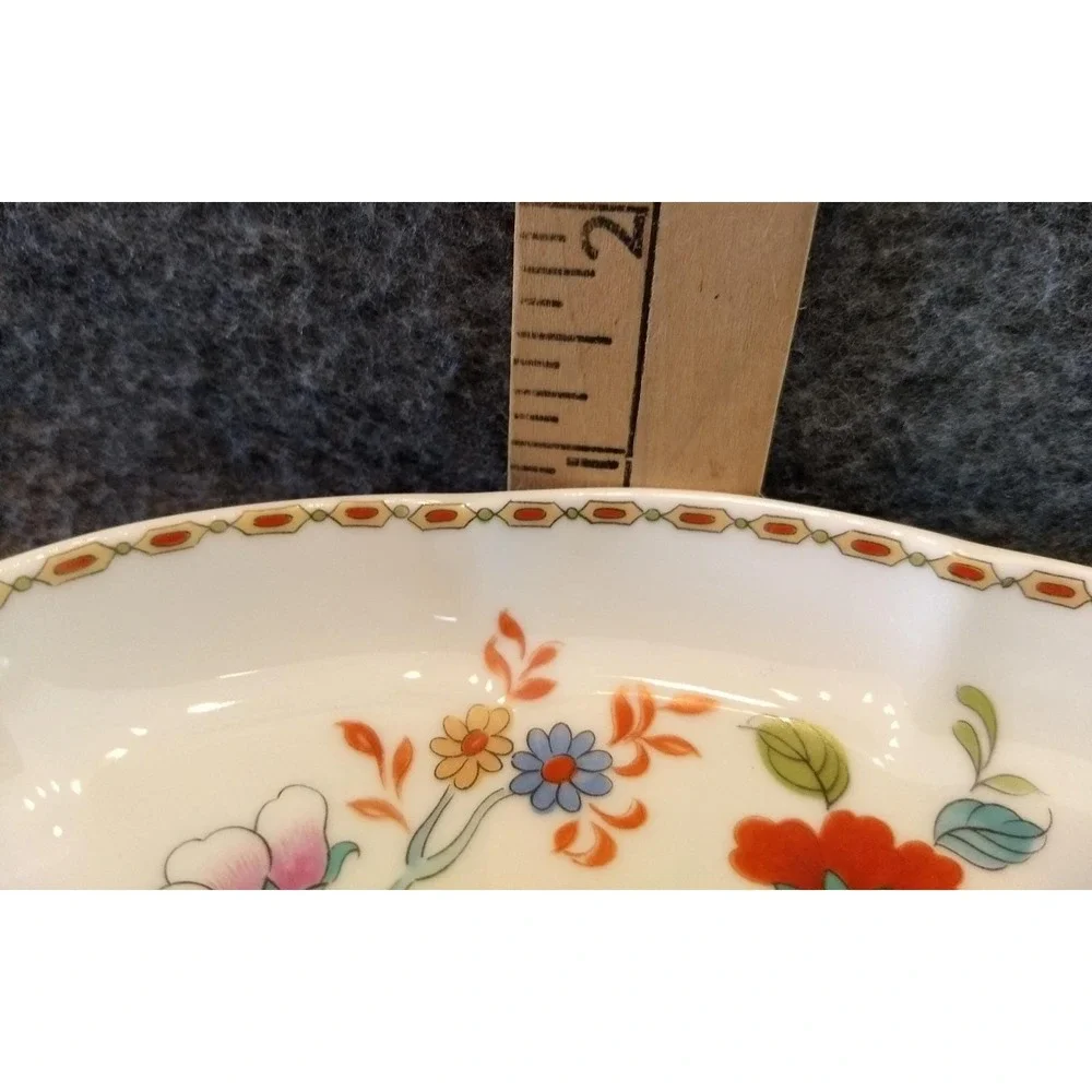 Limoges France Porcelain Vanity Tray LEC Handpainted Floral Scallop Edge Trinket